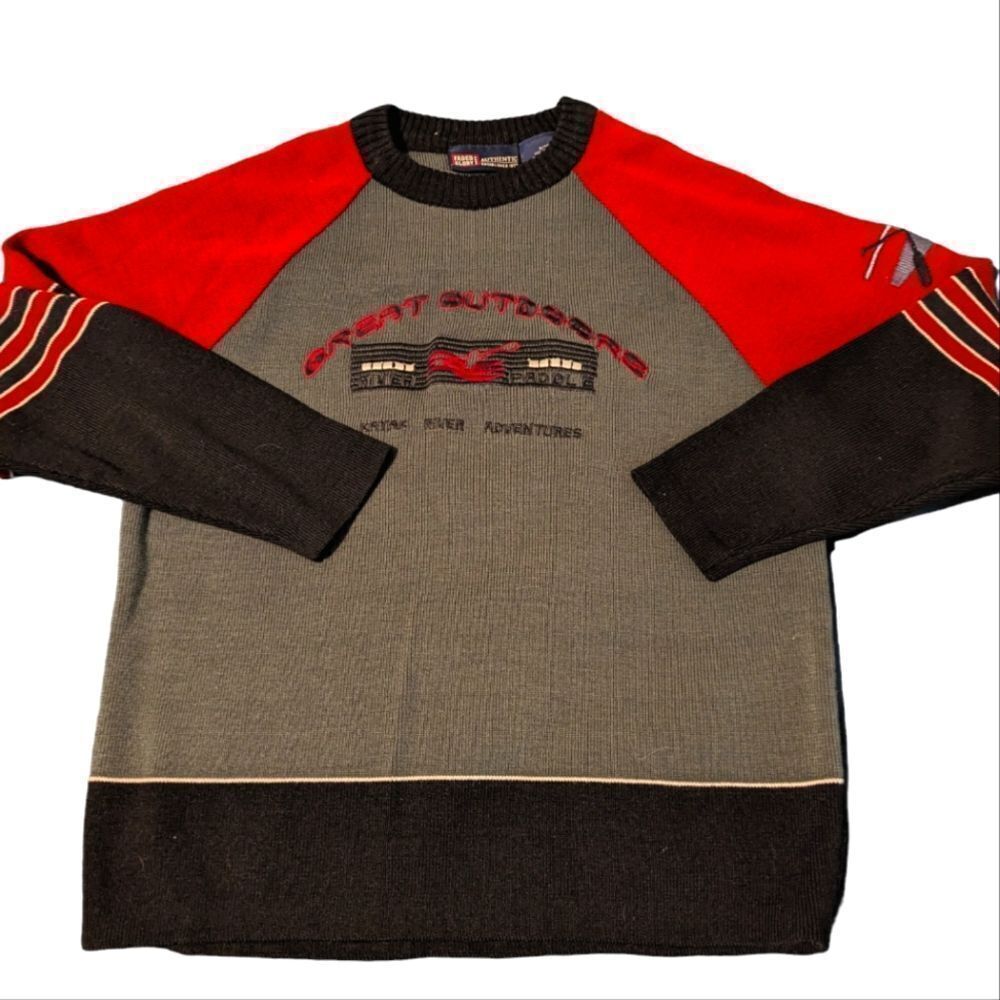 Vintage youth Faded Glory knit‎ sports embroidered sweater